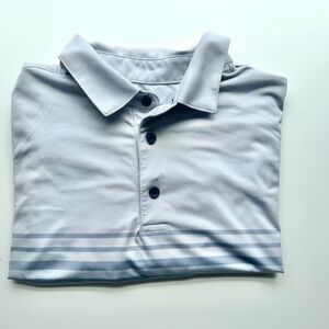 Mizzen+Main Gray Golf Polo with Blue Stripes